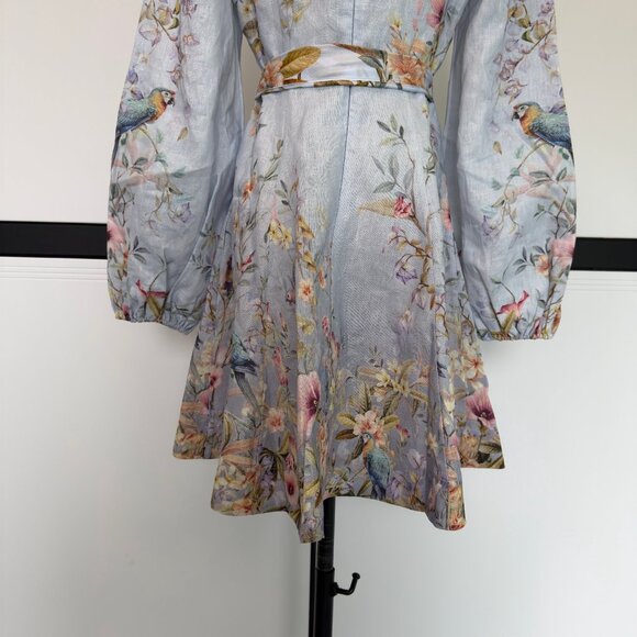 NWOT ！Zimmermann Linen Rebellion Floral Mini Dress- Size 0/US4 - Picture 8 of 10